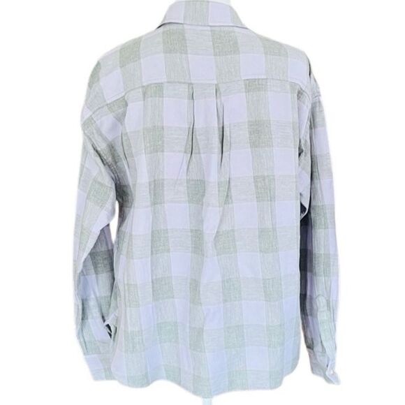 ROOTS gray/purple plaid 100% cotton button front long sleeved shirt size M - Picture 3 of 6
